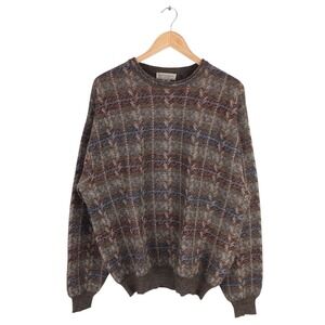 Vintage Tricots St Raphael Pure Merino Wool Sweater Colorful Knit Pattern XL